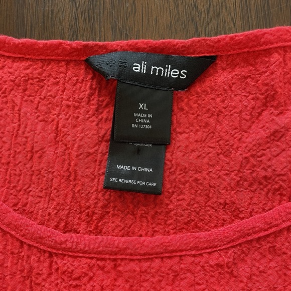 Ali Miles Women's Button Front Red Tunic Blouse XL 3/4 Sleeves Lagenlook Art - Picture 5 of 11